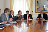 Elio De Anna (Assessore Relazioni internazionali e comunitarie Regione FVG) nell'incontro con la delegazione della Regione di Scutari (Albania) sulla collaborazione in ambito turistico culturale, nella sede della Regione. (Trieste 29/05/12)