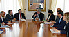 Elio De Anna (Assessore Relazioni internazionali e comunitarie Regione FVG) nell'incontro con la delegazione della Regione di Scutari (Albania) sulla collaborazione in ambito turistico culturale, nella sede della Regione. (Trieste 29/05/12)