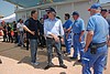 Luca Ciriani (Vicepresidente FVG e assessore regionale Protezione civile) e Renzo Tondo (Presidente Friuli Venezia Giulia) nel campo di accoglienza allestito dal FVG per i terremotati. (Mirandola 18/06/12)