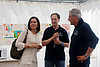 Paola Gazzolo (Assessore Protezione civile Emilia-Romagna), Luca Ciriani (Vicepresidente FVG e assessore regionale Protezione civile) e Guglielmo Berlasso (Direttore Protezione civile FVG) nel campo di accoglienza allestito dal FVG per i terremotati. (Mirandola 18/06/12)
