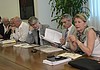 Renzo Tondo (Presidente Friuli Venezia Giulia) e Sandra Savino (Assessore regionale Finanze) nel corso dell'incontro con i parlamentari eletti in FVG (al Parlamento europeo e a quello nazionale). (Udine 16/07/12)