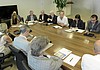 Tavolo dell'incontro di Renzo Tondo (Presidente Friuli Venezia Giulia) e Sandra Savino (Assessore regionale Finanze) con i parlamentari eletti in FVG (al Parlamento europeo e a quello nazionale). (Udine 16/07/12)